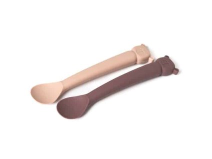 SILIKÓNOVÁ SÚPRAVA DETSKÝCH LYŽIČIEK MEDVEĎ LILI PLUM/ BLUSH