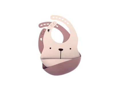 SILIKÓNOVÉ PODBRADNÍKY 2 KS  MEDVEĎ LILI PLUM/ BLUSH
