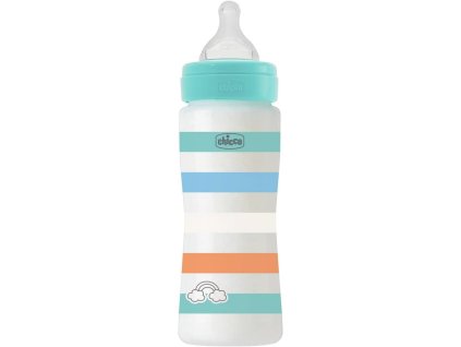 CHICCO Fľaša dojčenská Well-being silikón 330 ml chlapec