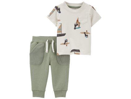 CARTER'S Set 2dielny tričko kr. rukáv, tepláky Green Toucan chlapec 9m
