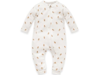 PINOKIO Overal na zips bez nožičiek Lovely Day uni béžová Medvedík bavlna veľ.56