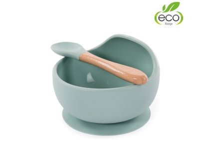 Silikónová miska s prísavkou a lyžičkou Pastel Blue