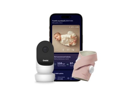 OWLET Ponožka inteligentná Dream Sock - matne ružová a kamera Owlet Cam 2 - biela
