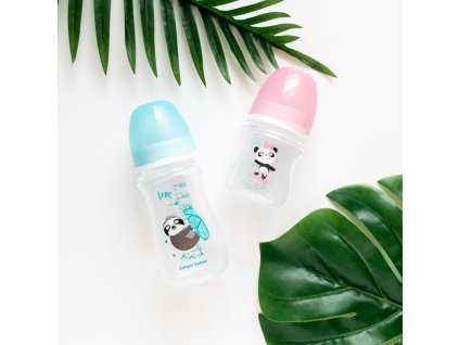 canpol babies lahev se sirokym hrdlem exotic animals 240ml modra