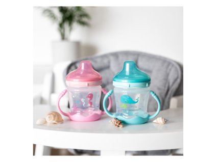 canpol babies nevylevaci hrnicek se silikonovym pitkem lovesea 180ml ruzovy