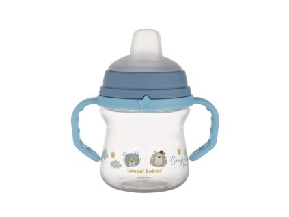 canpol babies hrnecek se silikonovym pitkem firstcup bonjour paris 150ml modry