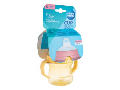 canpol babies hrnecek se silikonovym pitkem firstcup 150ml zluty