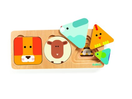 vkladacie puzzle zvierata geometricke tvary djeco DJ06206 1