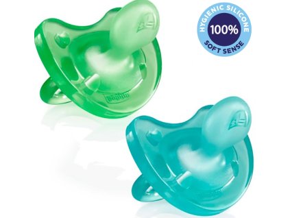 CHICCO Cumlík Physio Soft celosilikónový 6-16m chlapec 2 ks