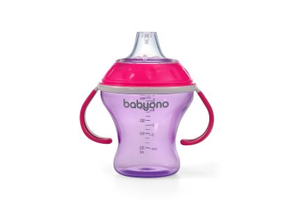 BABYONO Hrnček netečúci s mäkkým náustkom Natural Nursing 180 ml fialová