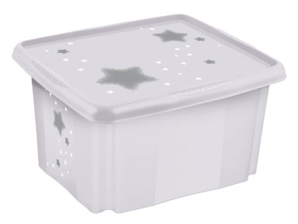 Úložný box s vekem malý "Stars", Bílá
