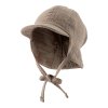 STERNTALER Čiapka mušelínová so šiltom a ochranou krku na zaväzovanie hnedá uni-35 cm-1-2 m