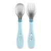 CHICCO Lyžička a vidlička nerez - teal, 18m+