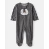CARTER'S Overal na zips fleece Sleep & Play grey Penguin uni 9m/veľ.74