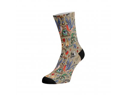 Walkee barevné ponožky - Tattoo (béžové)