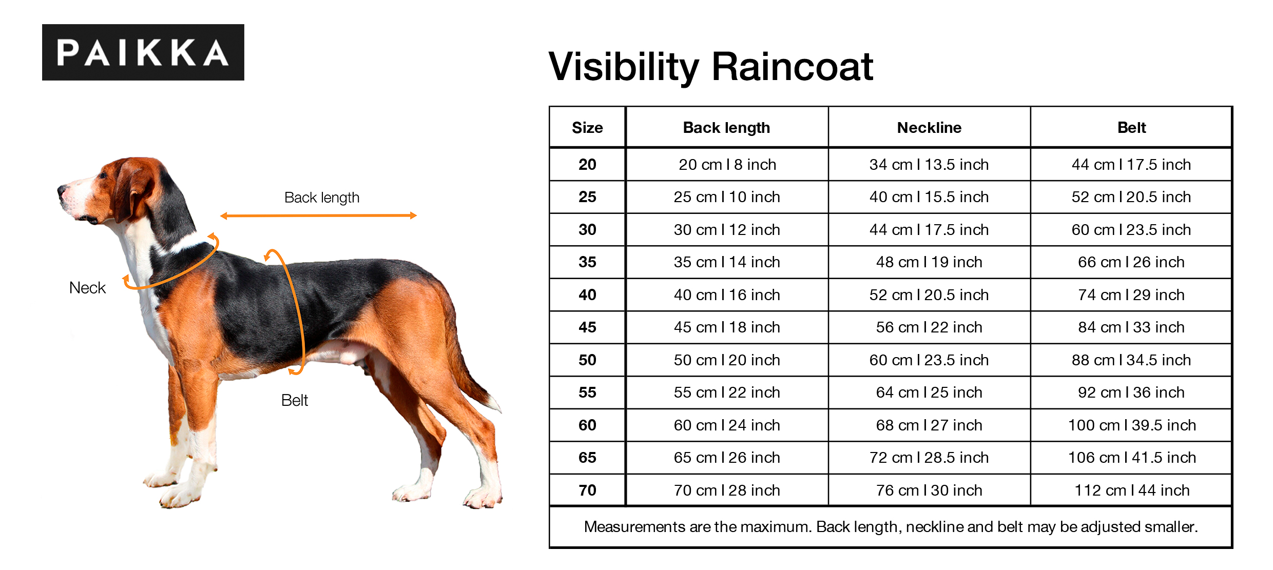 PAIKKA_Visibility_Raincoat_size_chart