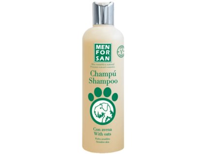 menforsan šampón pre psov s citlivou pokožkou s výťažkom z ovsa 300ml prírodný vegánsky.netestovaný na zvieratách na citlivú suchú srsť pre bežné použitie vanilková vôňa