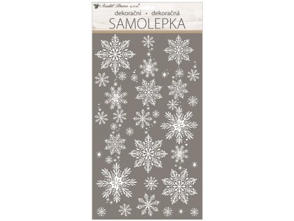 Samolepka vločky, bílá s glitry 25 x 31 cm