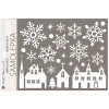 Samolepka zimní město, bílá s glitry 28 x 41cm