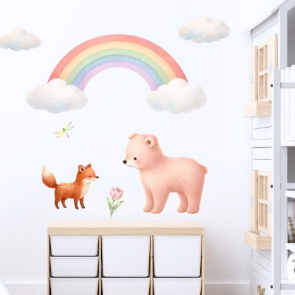 samolepky liska medvidek a duha2