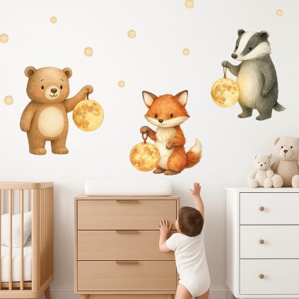 samolepky zviratka s mesickovymi lampiony2