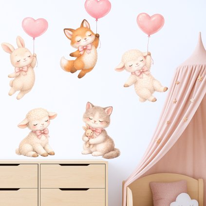 samolepky zviratka s ruzovymi maslickami1