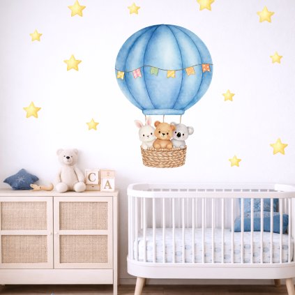 samolepky zviratka v modrem balonu2