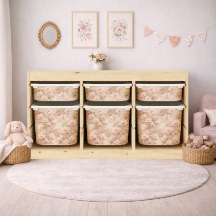 Béžové květiny - samolepky na boxy IKEA TROFAST