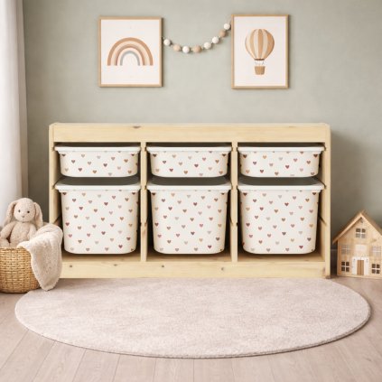 Boho srdíčka - samolepky na boxy IKEA TROFAST