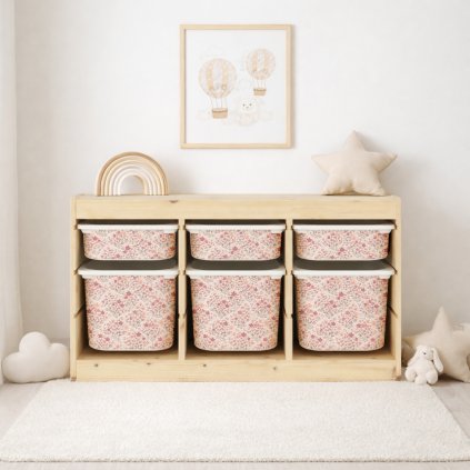 Růžové kytičky - samolepky na boxy IKEA TROFAST