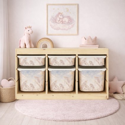 Snoví jednorožci - samolepky na boxy IKEA TROFAST