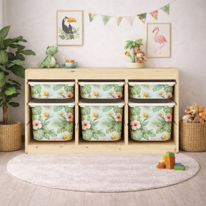 Tropické květy - samolepky na boxy IKEA TROFAST