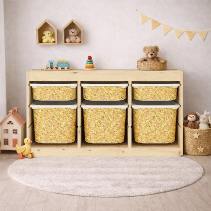 Žluté kvítky - samolepky na boxy IKEA TROFAST