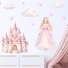 Princezna a zámek - dětská samolepka na zeď