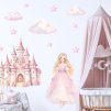 Princezna a zámek - dětská samolepka na zeď