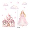 Princezna a zámek - dětská samolepka na zeď