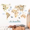 Mapa světa se zvířátky - boho - dětské samolepky na zeď