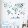 Mapa světa se zvířátky - modrá - dětské samolepky na zeď