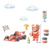 samolepky medvidek zavodnik formule1