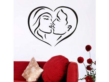 Samolepky na zeď - Zamilovaný pár v srdci