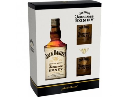 Jack Daniels Honey + 2 poháre gift pack 35%, 0,7l (kazeta)