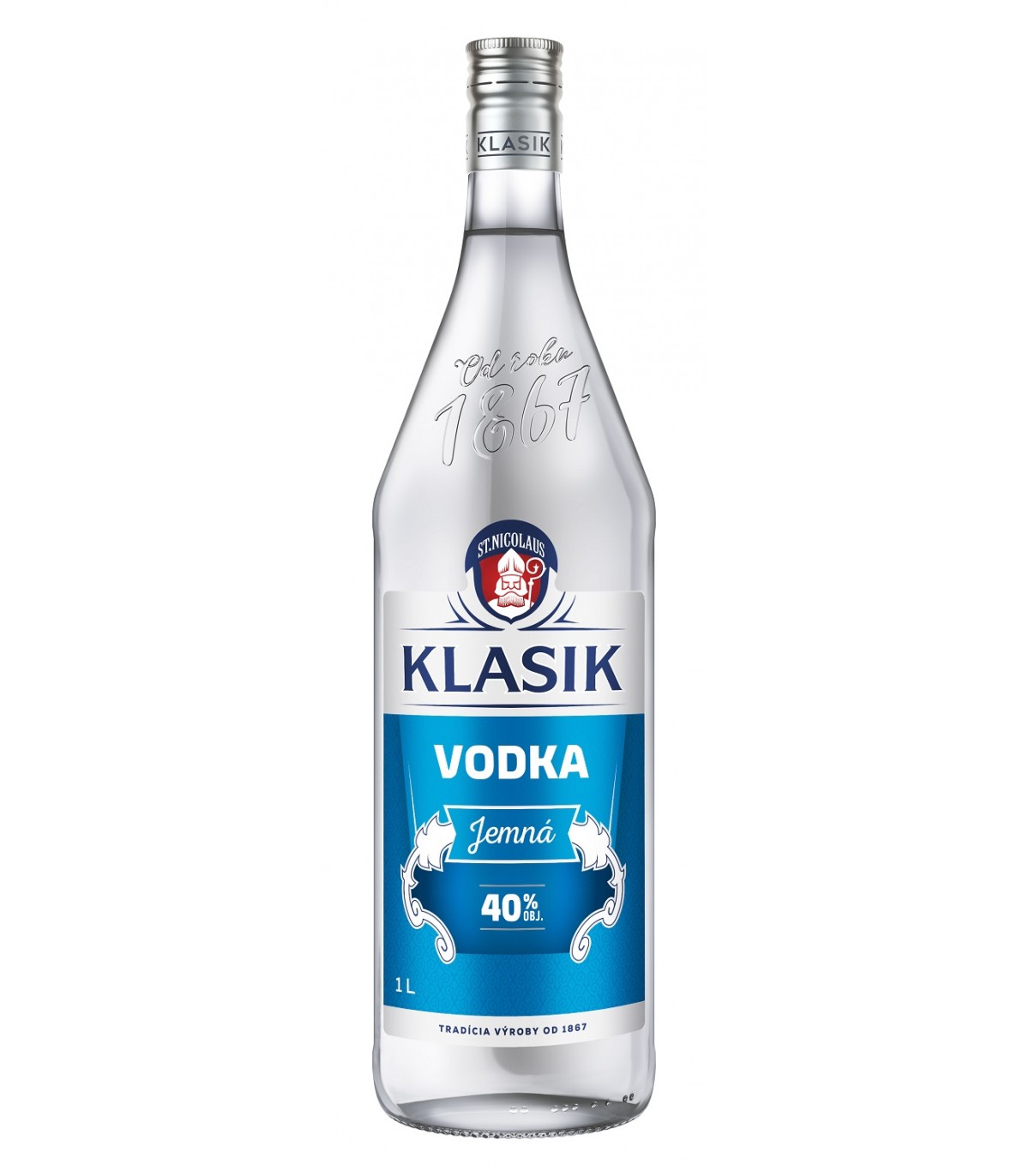 Klasik Vodka Jemná 40% 1l (čistá fľaša)