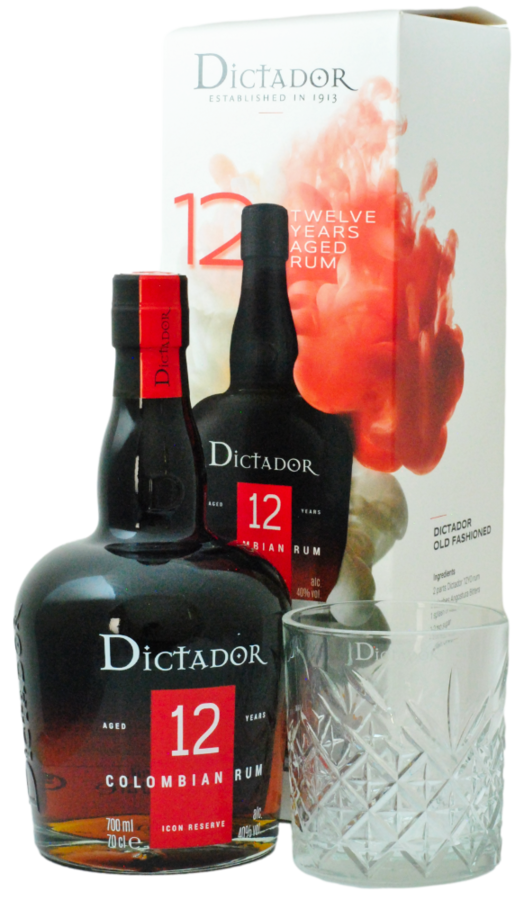 Rum Dictador 12YO + pohár 40% 0,7l