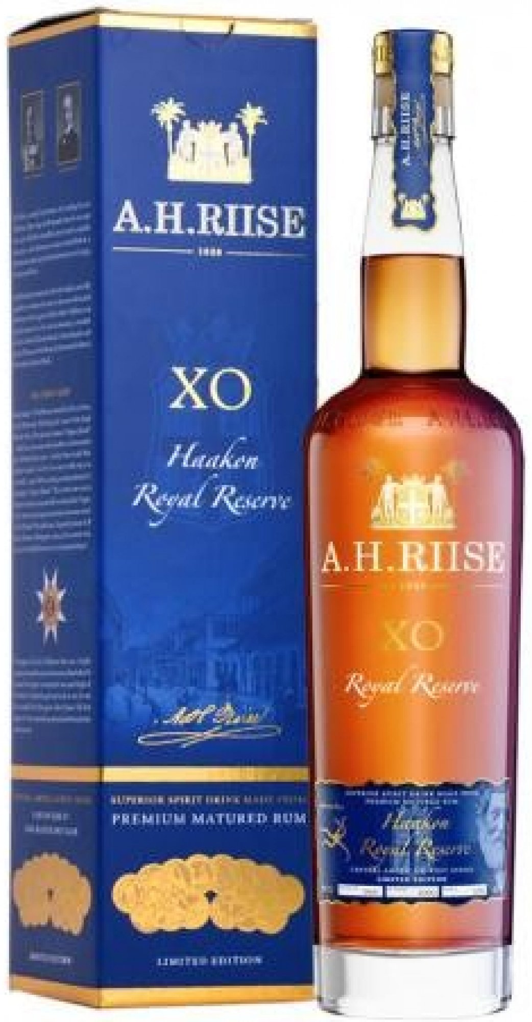 A.H. Riise X.O. Royal Reserve Kong Haakon 42% 0,7 l (kartón)
