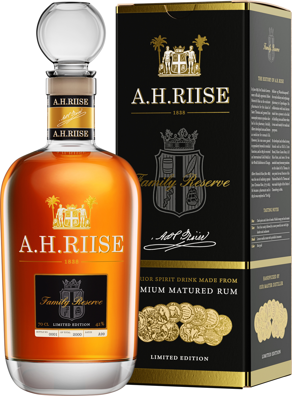 A.H. Riise Family Reserve 1838 42% 0,7 l (kartón)