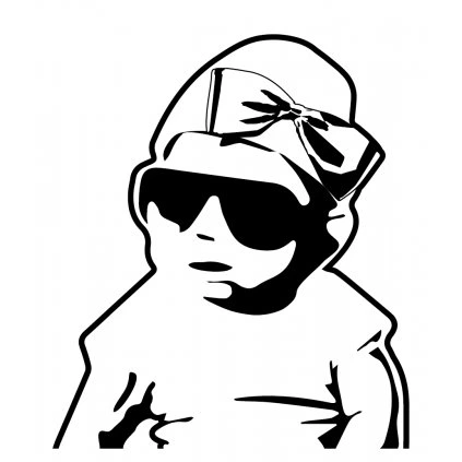 Dieťa v aute - dievča, 150x175 mm, číra samolepka