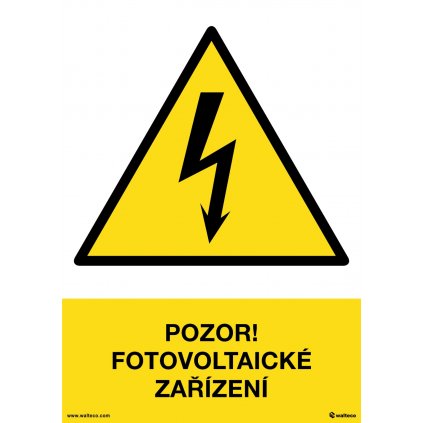 Pozor, fotovoltaické zařízení, 210x297 mm, plast