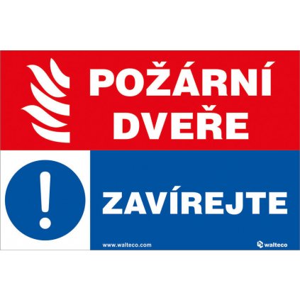 Požární dveře, zavírejte 150x100mm, samolepka