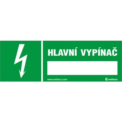 Hlavný vypínač 150x50mm, samolepka