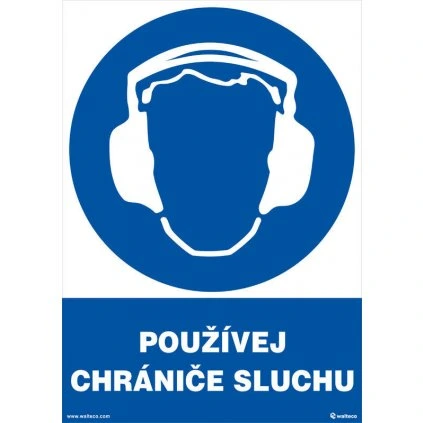 Používaj chrániče sluchu 210x297mm, formát A4, samolepka
